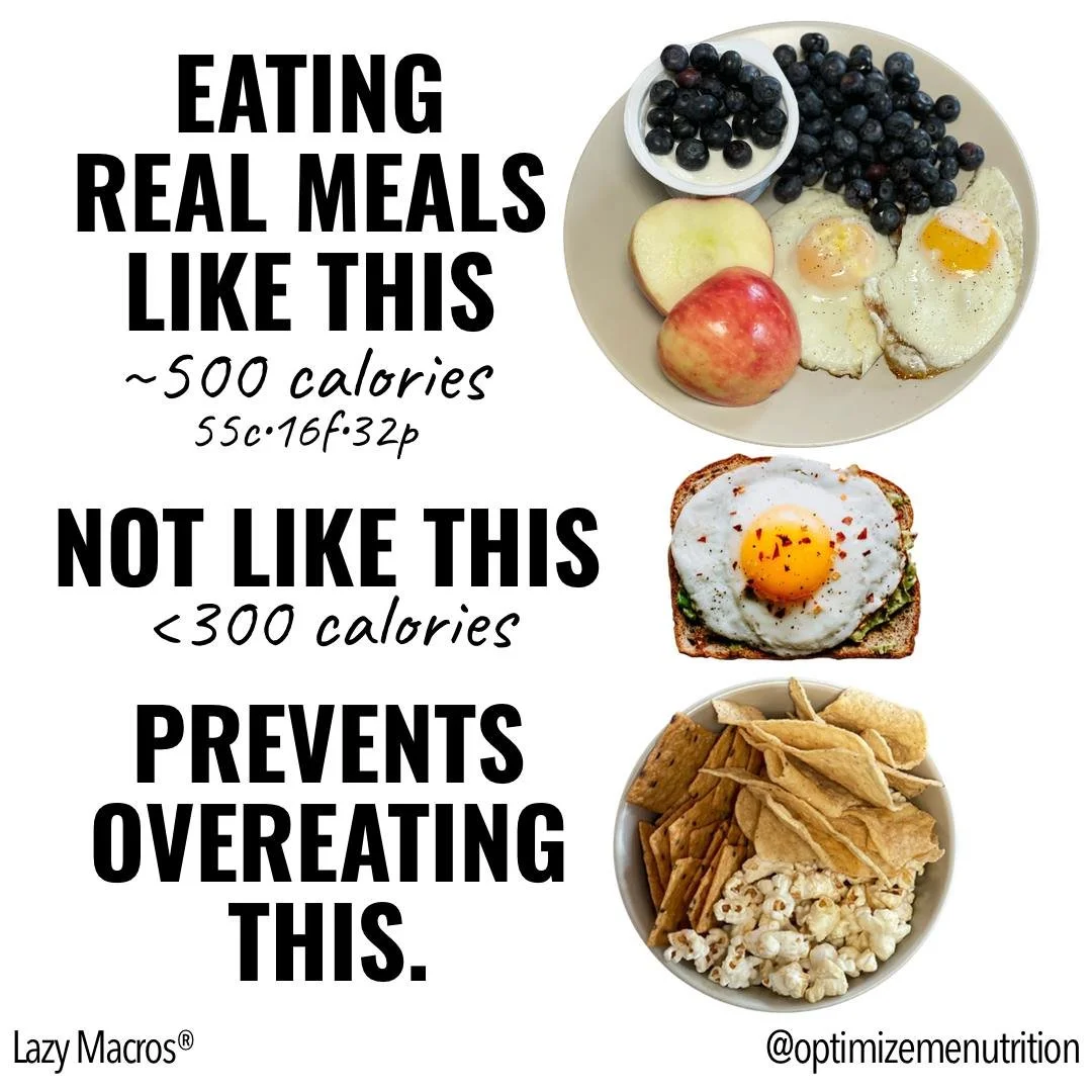 Due to our food environment and busy lives, many of our meals are &ldquo;something light&rdquo; on-the-go. The problem is you end up starving at the end of the day and face-plant into a bag of chips. #nomnomnom

The fix? Focus more on consistency aro