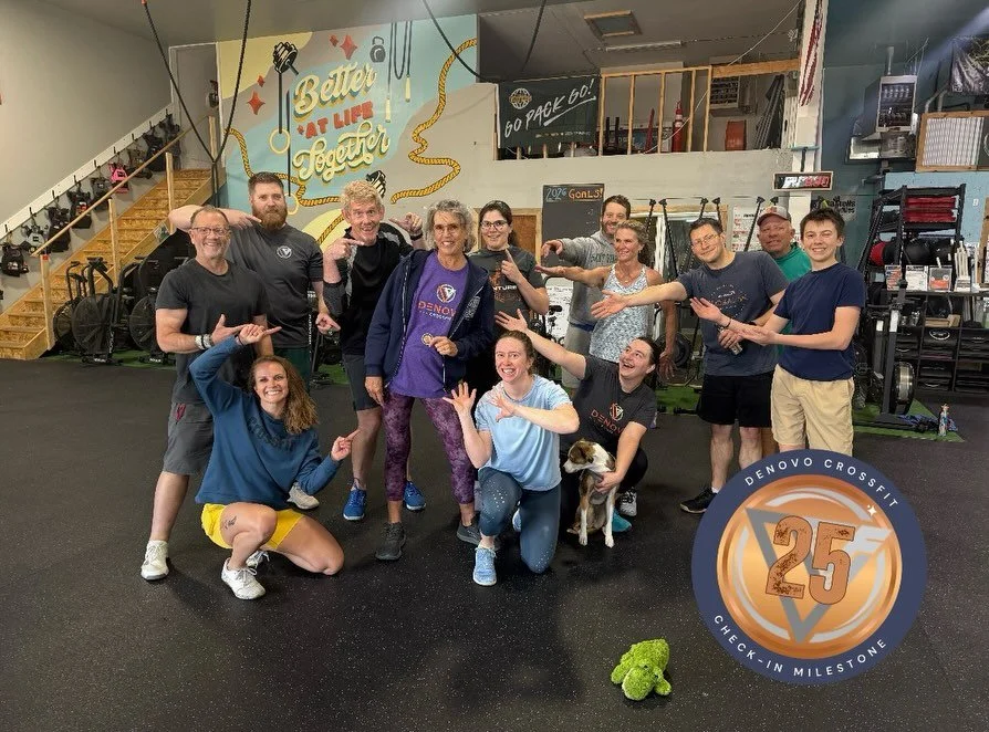 Congratulations to Suze for getting her 25th check-in this morning with the 7:30 class! We are so glad you are at DeNovo! 🥳🥳🥳