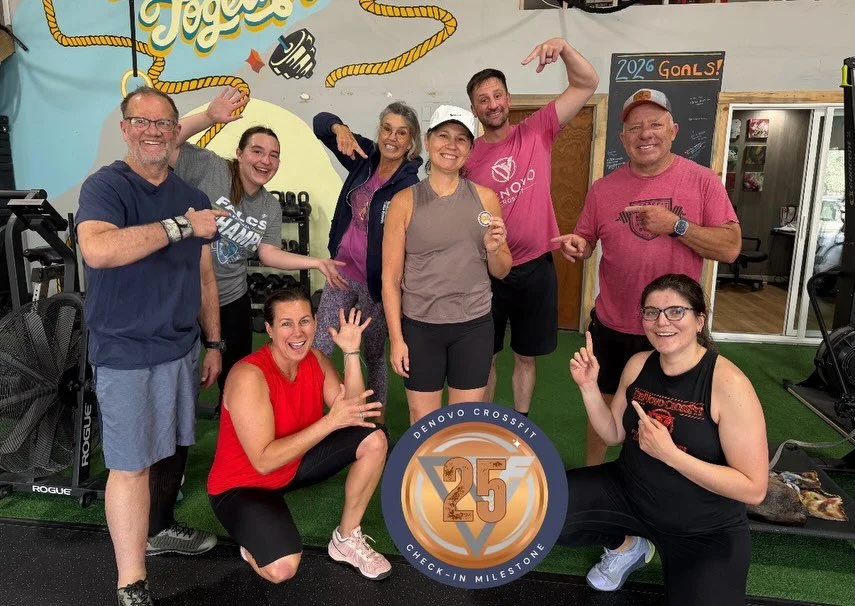 Congratulations to Chrissy for hitting 25 check-ins this morning! 50 will be here before ya know it! We love you, Chrissy and we are so glad you&rsquo;re part of the DeNovo fam. 
🙌🥳