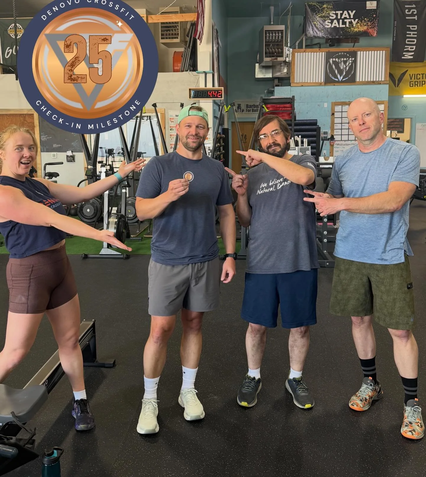 A BIG congrats to @gibson.montana for getting 25 check ins at DeNovo! Whether it&rsquo;s a HYROX class or CrossFit you show up and show out!!