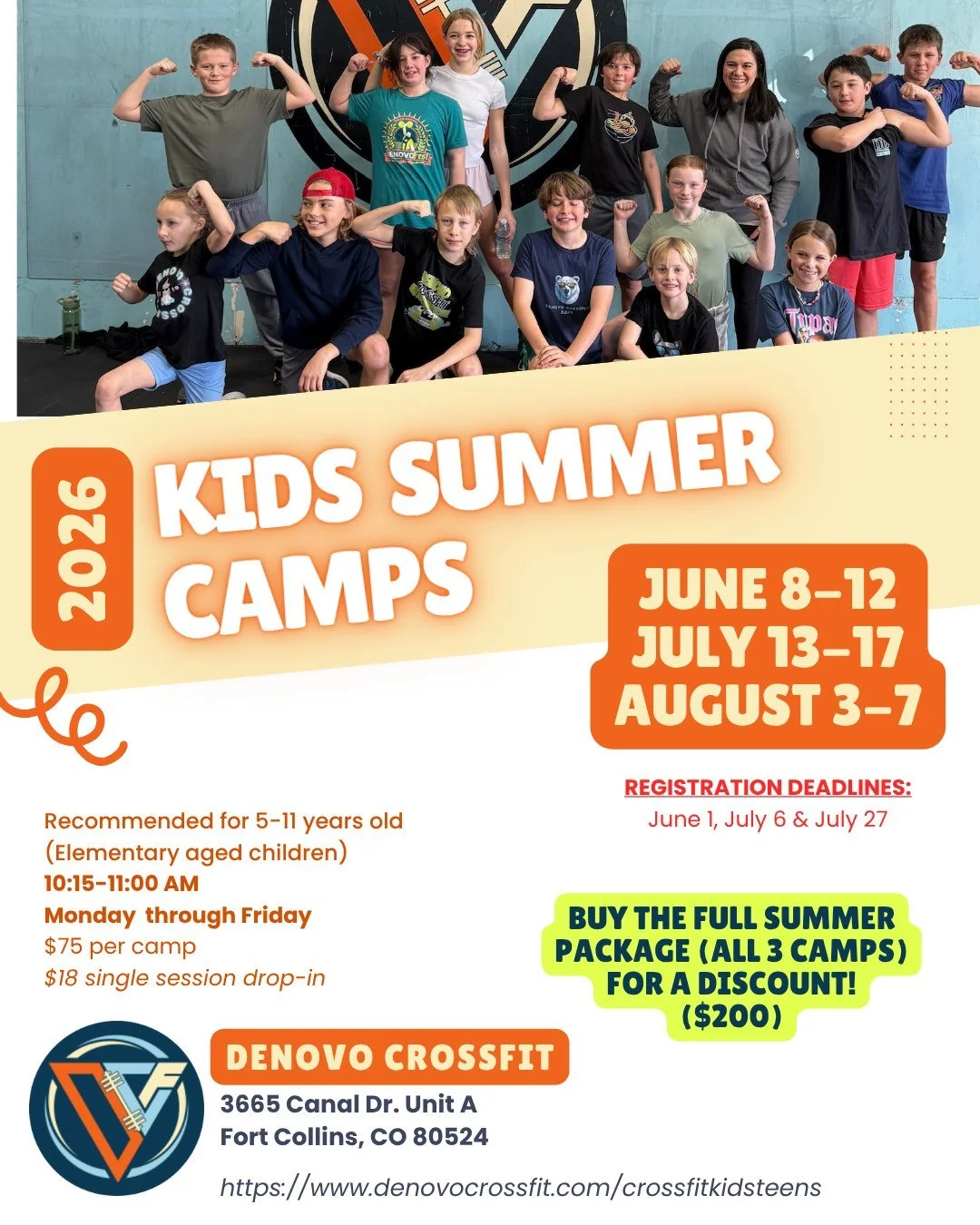Summer just got STRONG 💪☀️

Our Kids &amp; Teens Summer Camps are back at DeNovo CrossFit&mdash;and they&rsquo;re the perfect way to build confidence, learn new skills, and have a blast doing it.

✔️ Age-specific classes
✔️ Beginner-friendly
✔️ Fun,