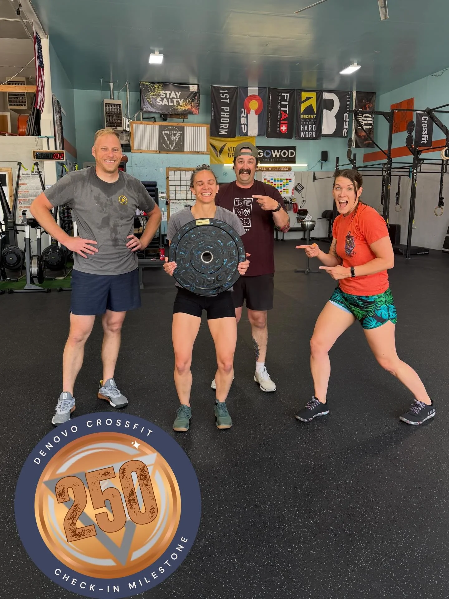 Congratulations to Christina for hitting 250 check-ins this week!! You&rsquo;ve been killing it this year and have gotten so strong! We are so happy you are a part of the DeNovo Fam!