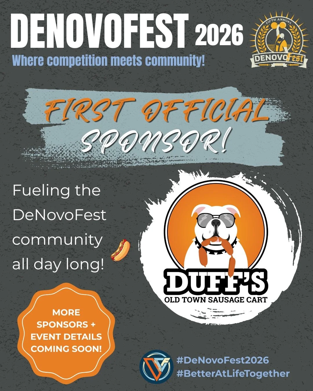 🔥 DENOVOFEST 2026 SPONSOR SPOTLIGHT 🔥

We&rsquo;re excited to announce our FIRST official sponsor for this year&rsquo;s DeNovoFest Partner Comp &mdash; Duff&rsquo;s Old Town Sausage Cart 🌭👏 Locally owned since 2021 serving up good sausages and do