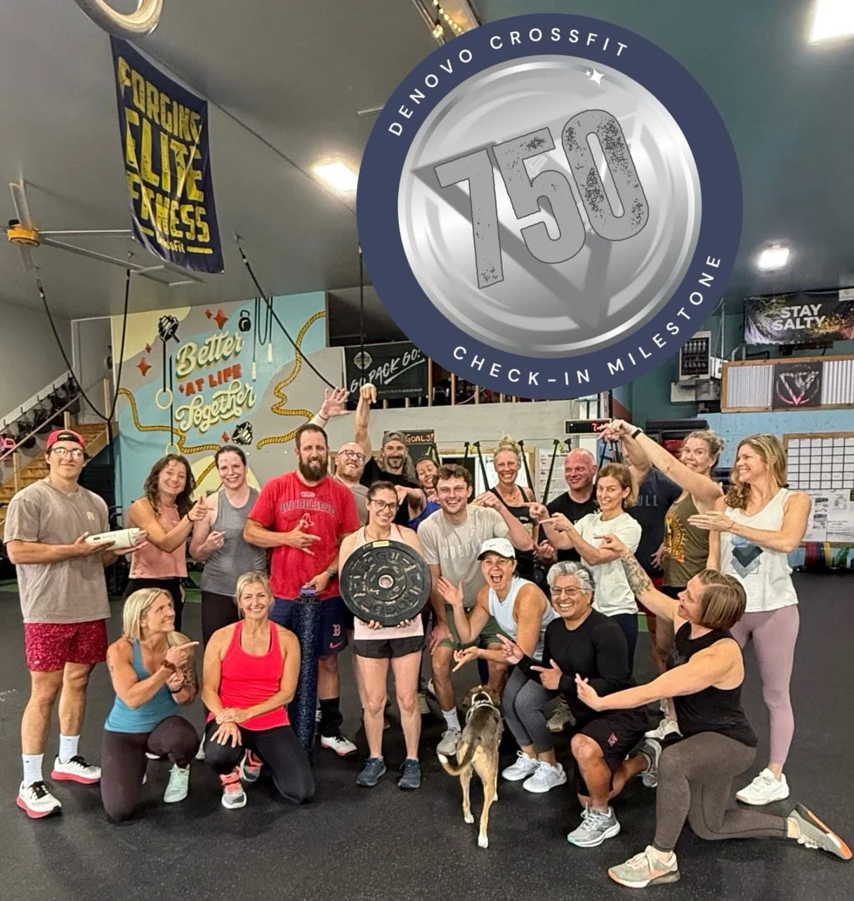 CONGRATS to @ladykates123 for her 750th check in! 🎉 🎉 🎉 Whether crushing WODs or runs you always bring your best. Way to go and can&rsquo;t wait to see you achieve even more!