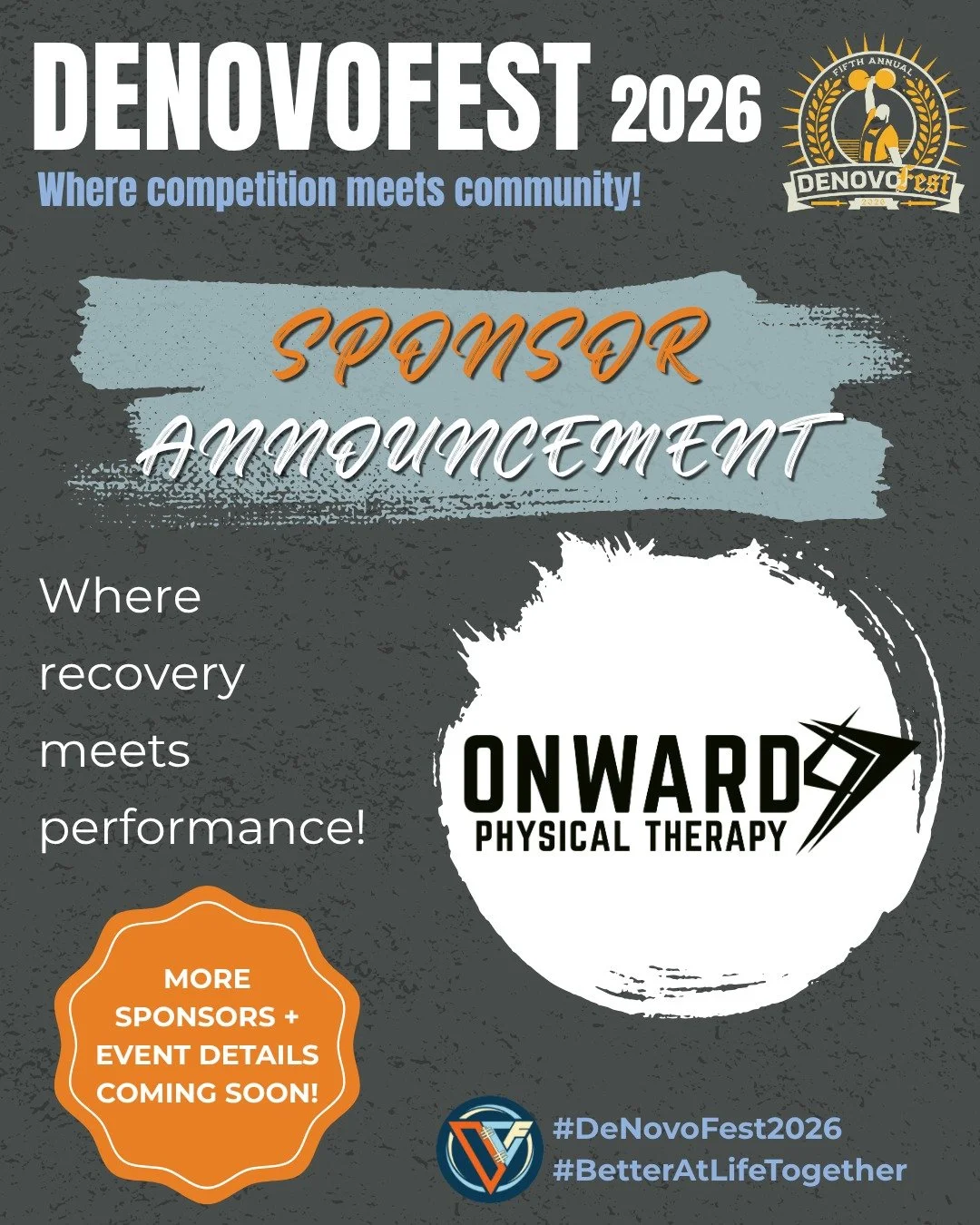 🔥 DENOVOFEST 2026 SPONSOR SPOTLIGHT 🔥

We&rsquo;re excited to have Onward Physical Therapy as an official sponsor for this year&rsquo;s DeNovoFest Partner Comp.
@onwardfortcollins 

At Onward Physical Therapy we believe rehab should do more than he