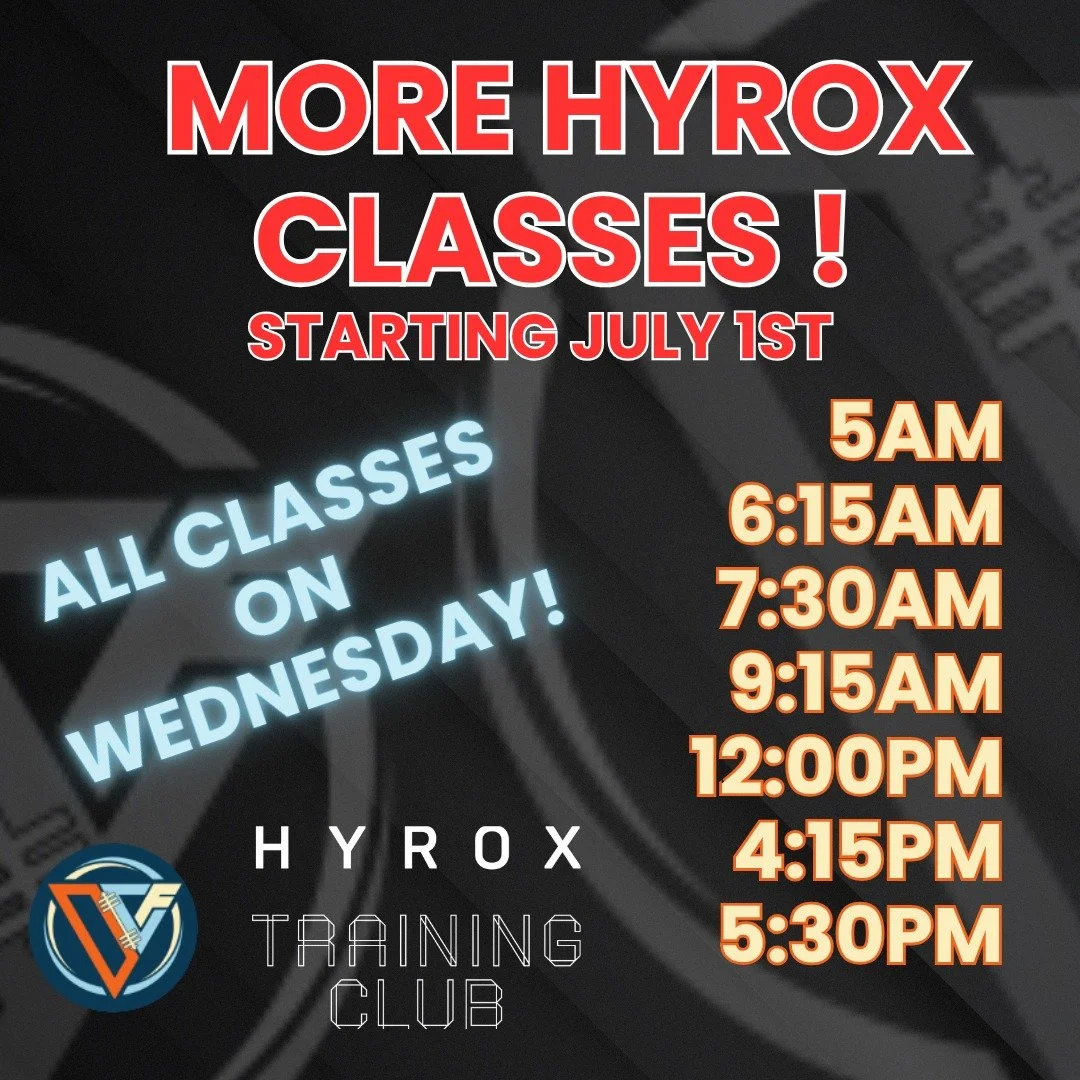 🚨 MORE HYROX IS COMING! 🚨

Starting July 1st, we're expanding our HYROX schedule. 

If you've been curious about HYROX, here's the easiest way to think about it:

🏃&zwj;♂️ Imagine a long CrossFit workout...
➕ Cardio focused workouts
➕ Functional f