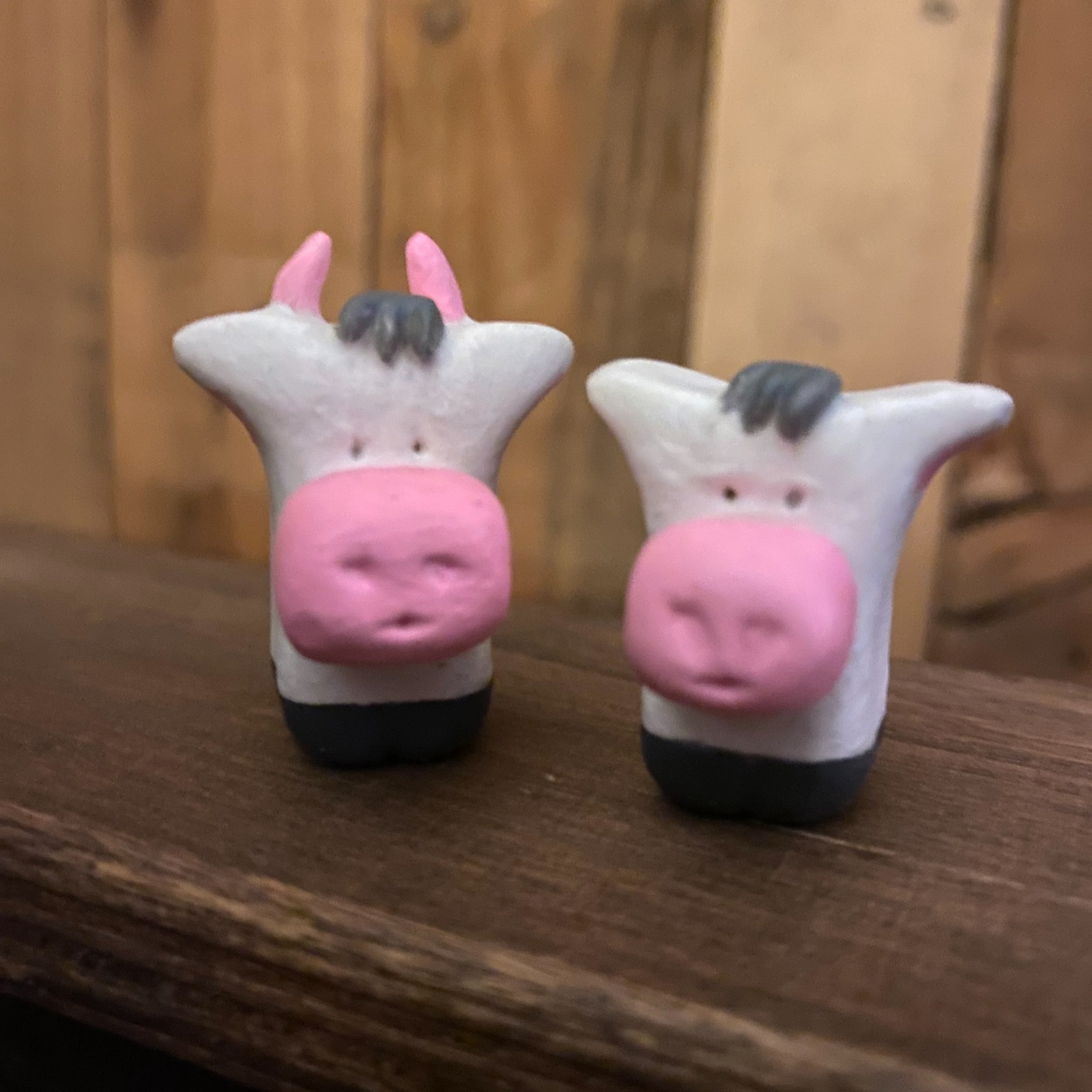 Mr & Mrs handmade cute cow couple pottery