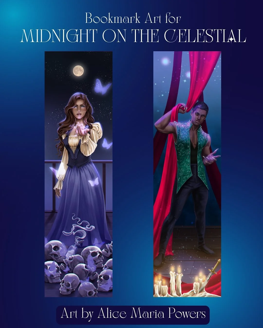 Once you board the Celestial, you&rsquo;ll never want to leave your fellow staff members behind&hellip;and now you won&rsquo;t have to!

Introducing the double-sided bookmark of Roe and Ivander from MIDNIGHT ON THE CELESTIAL with art by the incredibl