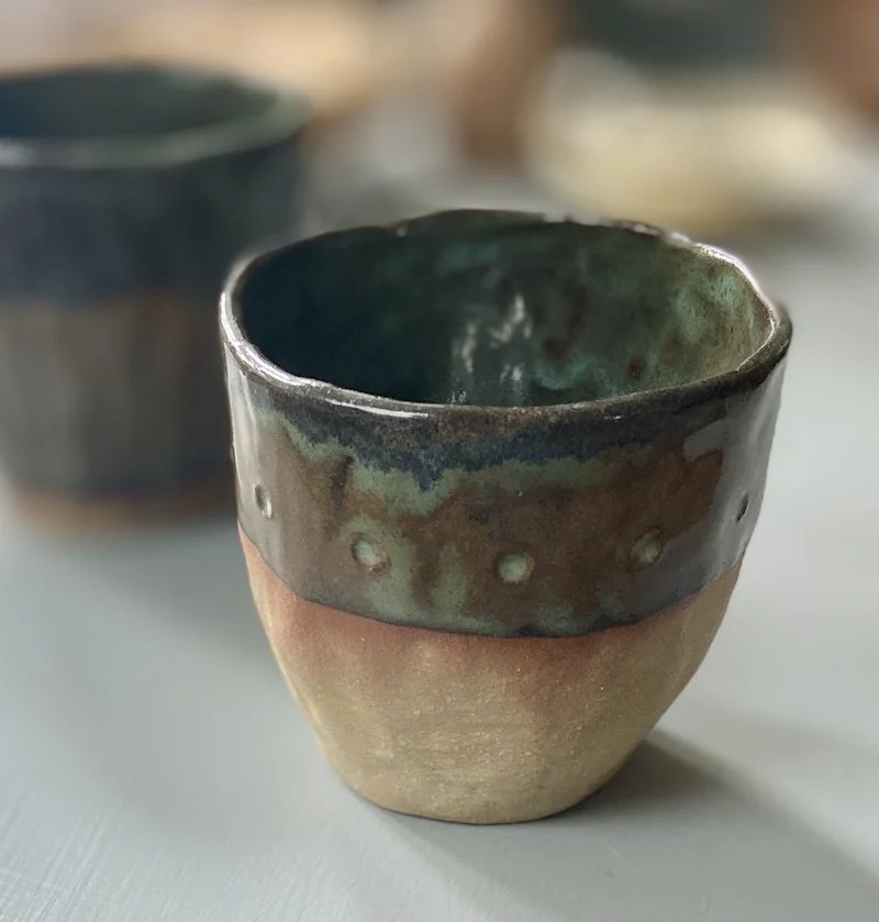 hand pinched unique medium textured stoneware cups coffee flat white cappuccino