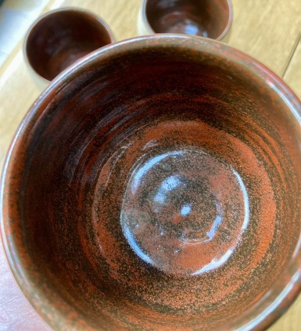 cream, russet hand built tumblers cups stoneware clay, coffee, tea, matcha, wine, water