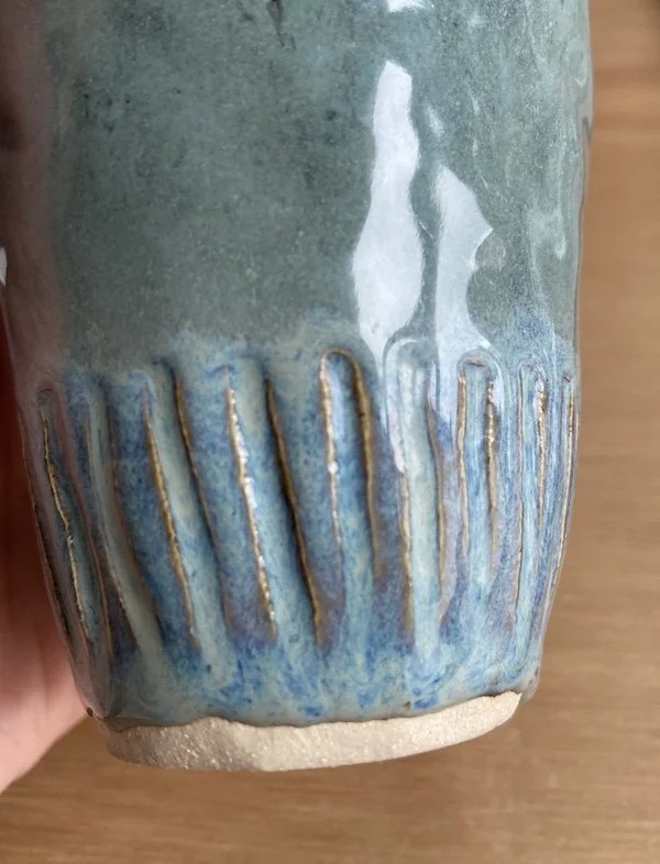 turquoise hand painted glazed stoneware small coffee cup 120 ml / 4 oz drinks. Cortado, small coffee, double espresso, hand pinched, unique