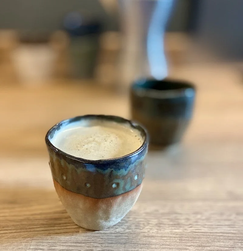 hand pinched unique medium textured stoneware cups coffee flat white cappuccino