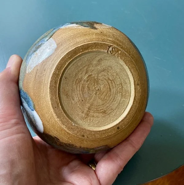 handmade pottery small round hand painted vase