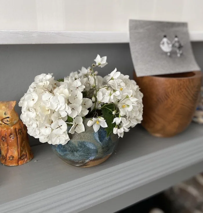 handmade pottery small round hand painted vase