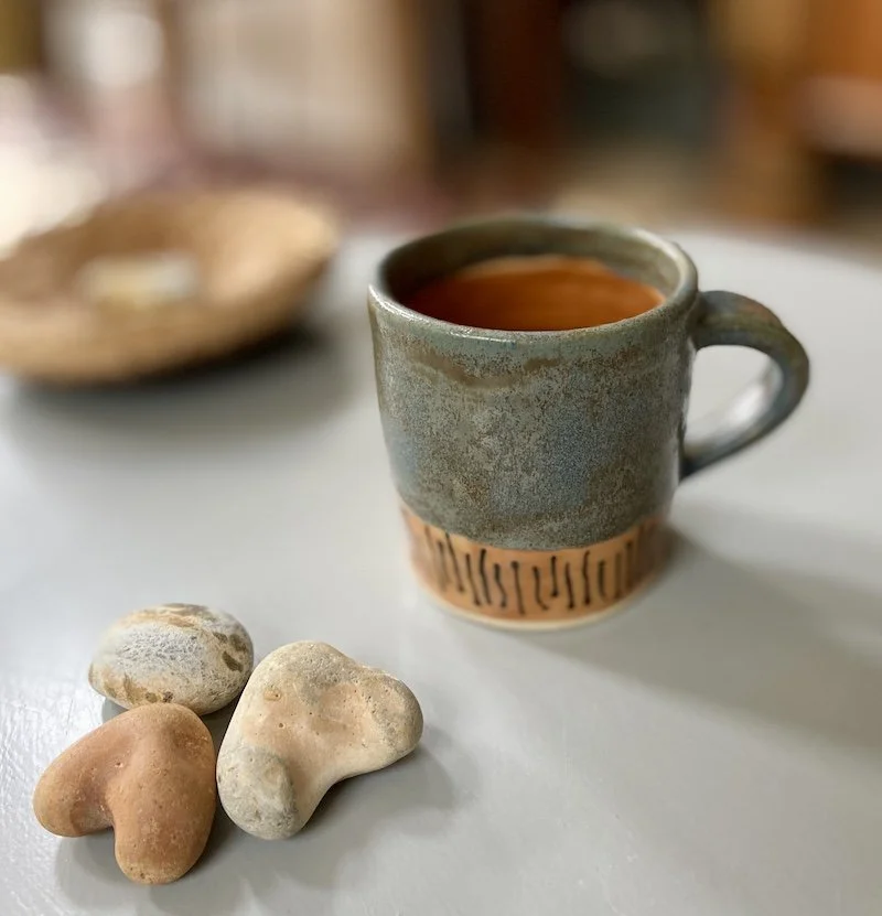 toffee blue grey one-off stoneware mug coffee tea hot chocolate