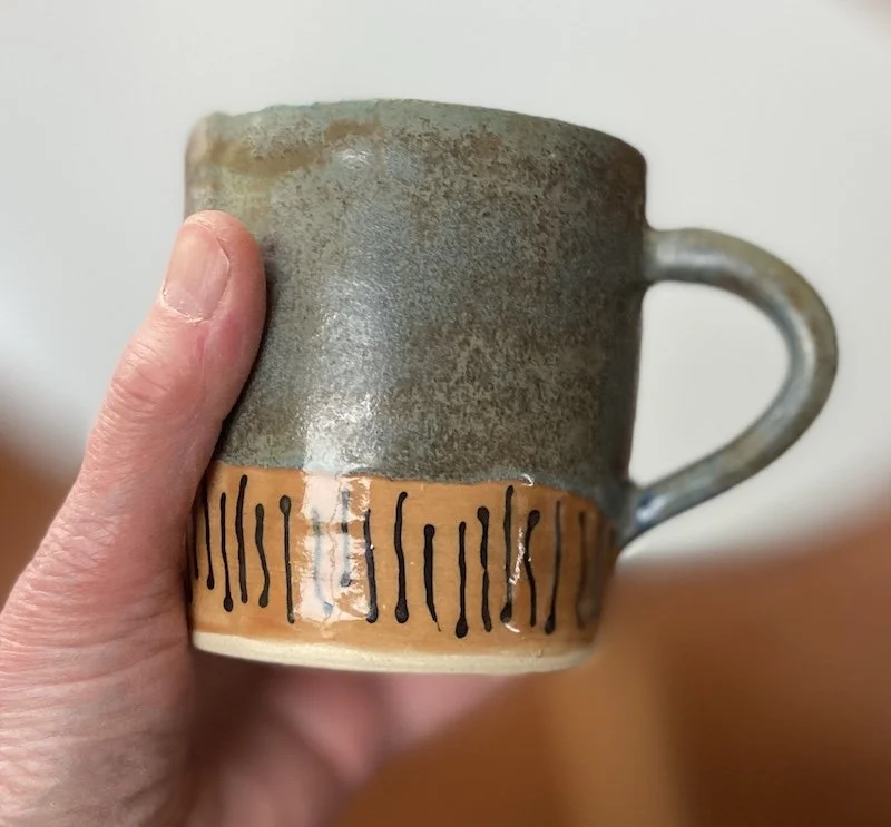toffee blue grey one-off stoneware mug coffee tea hot chocolate