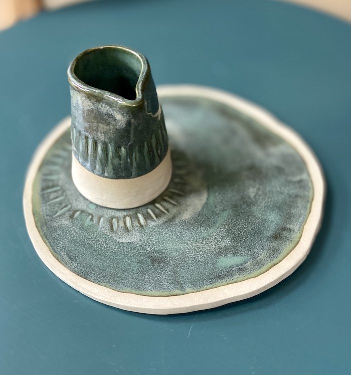 blue textured flat side plate 5