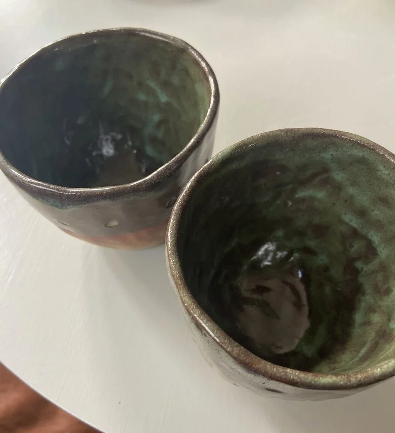 hand pinched unique medium textured stoneware cups coffee flat white cappuccino