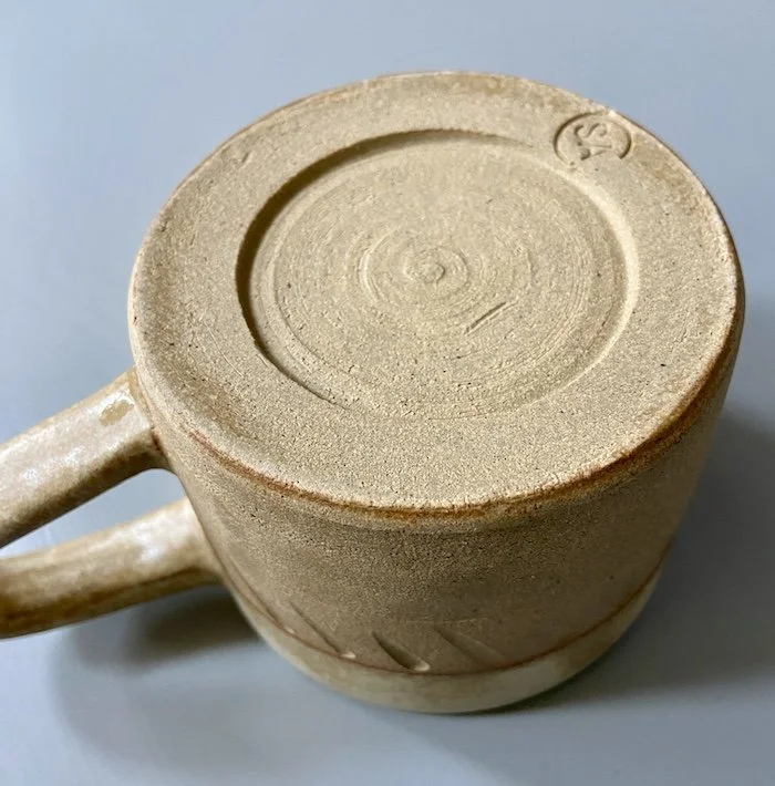 cream, russet handmade wide coffee mugs stoneware clay, coffee, tea, hot chocolate, matcha