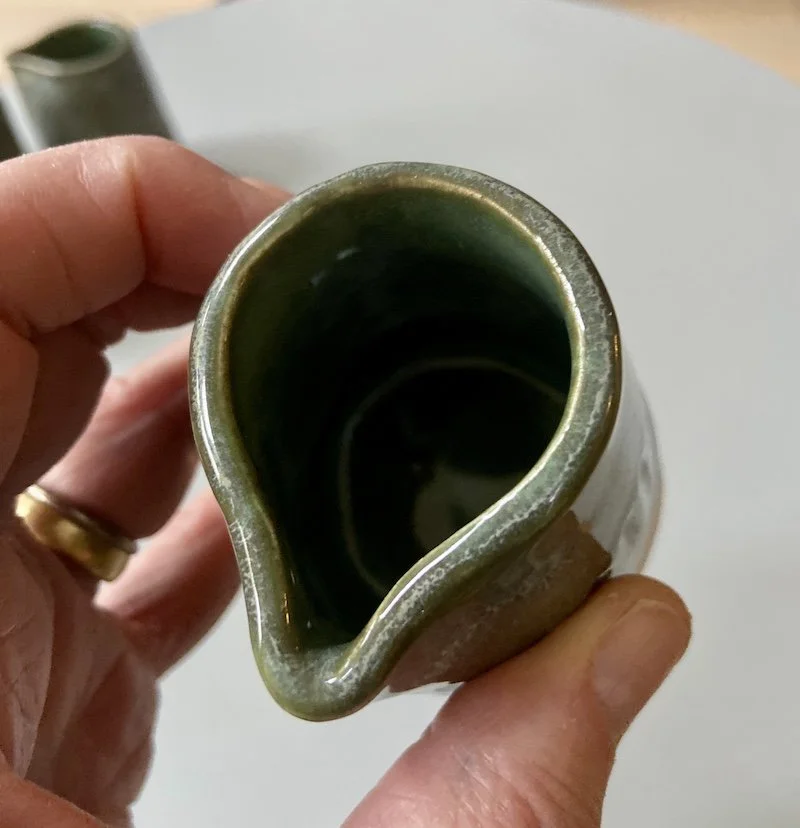 blue textured little jug hand made slab built milk jug stoneware