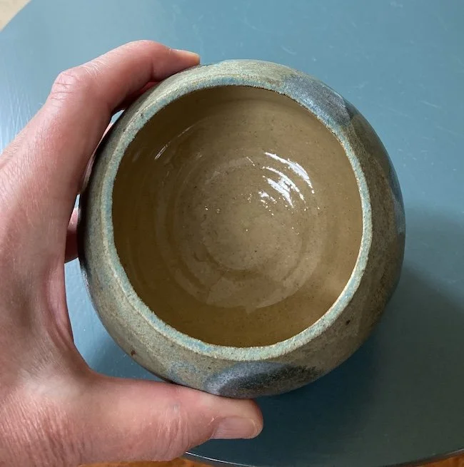 handmade pottery small round hand painted vase