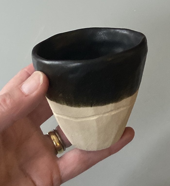 black glaze white stoneware small cortado cups 120 ml / 4 oz drinks. Cortado, small coffee, double espresso, unique Scandi style