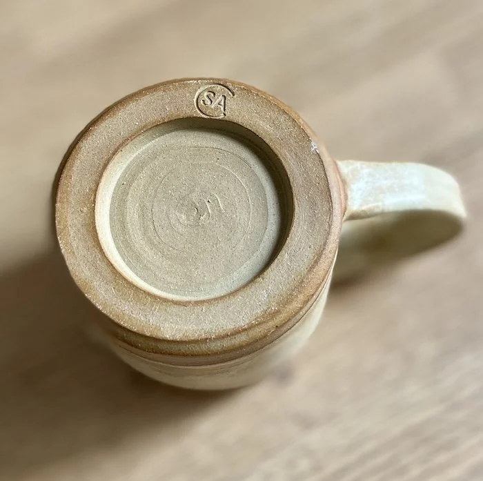 hand built milk jug stoneware oatmeal cream brown glossy glaze artisan 300ml