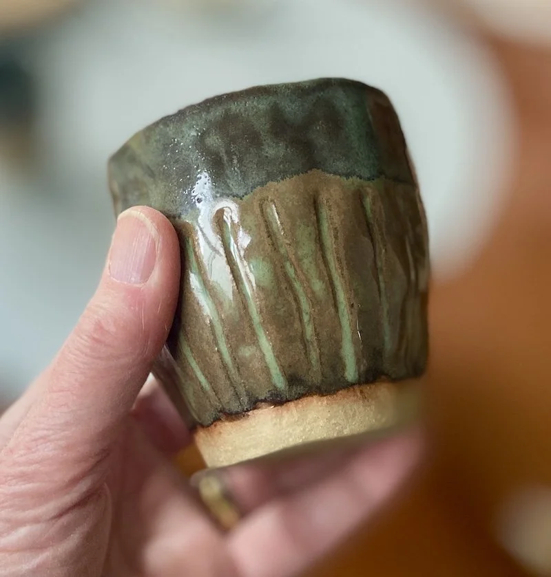 hand pinched unique medium textured stoneware cups coffee flat white cappuccino