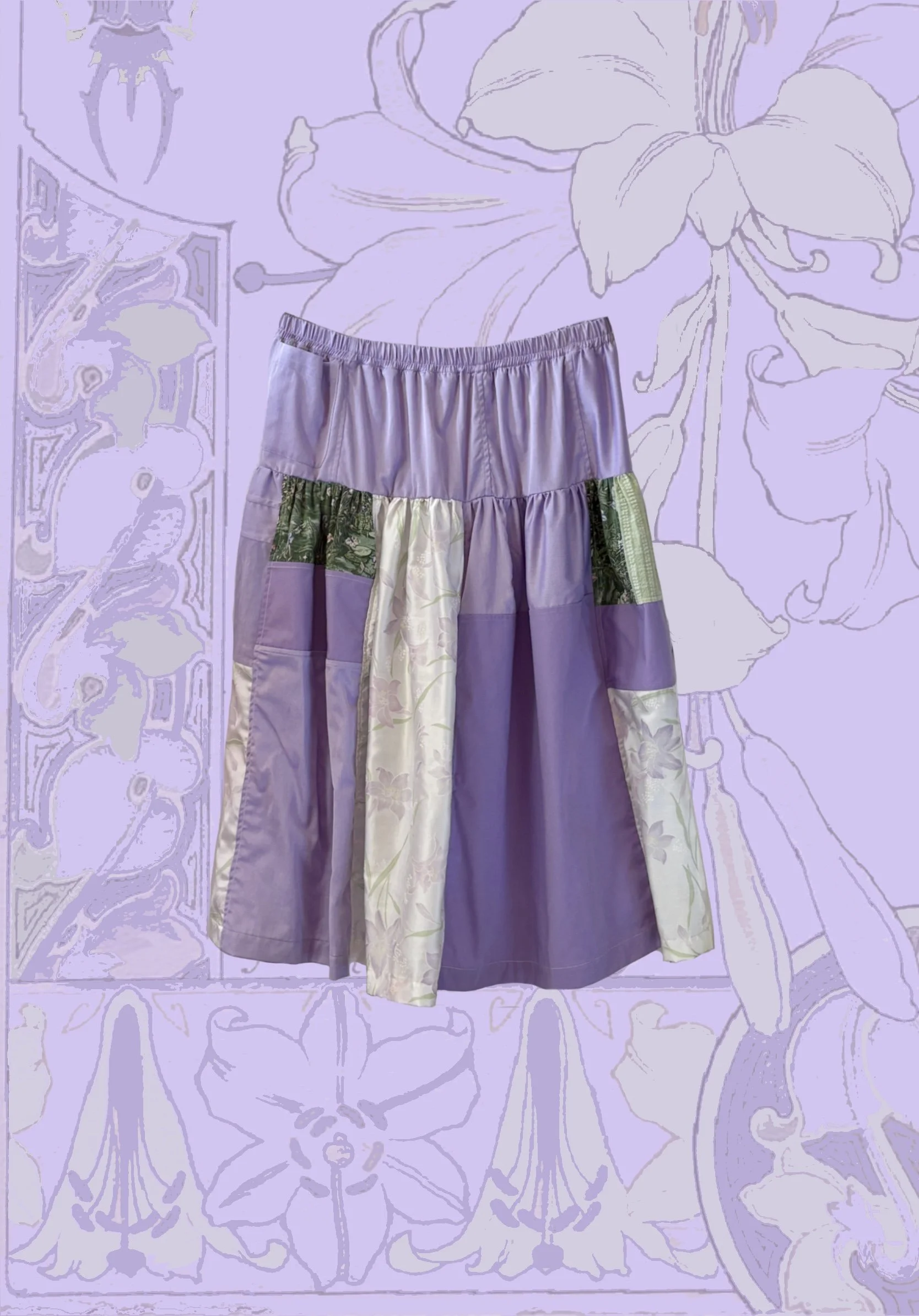 Button Down Shirt Skirt - Purple/Green