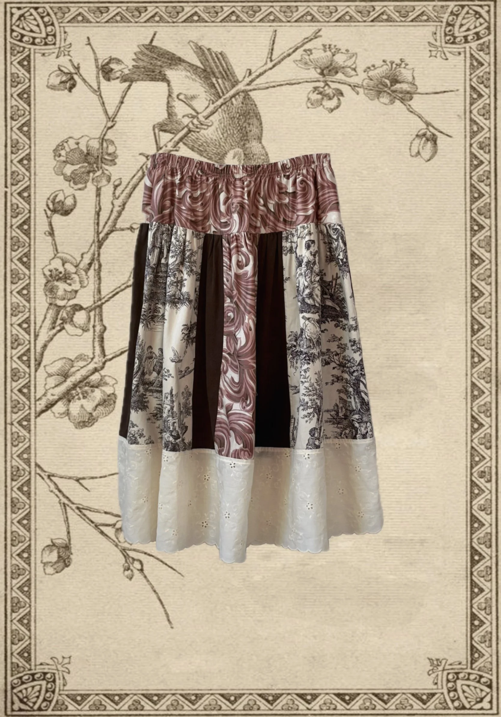 Patchwork Gathered Skirt