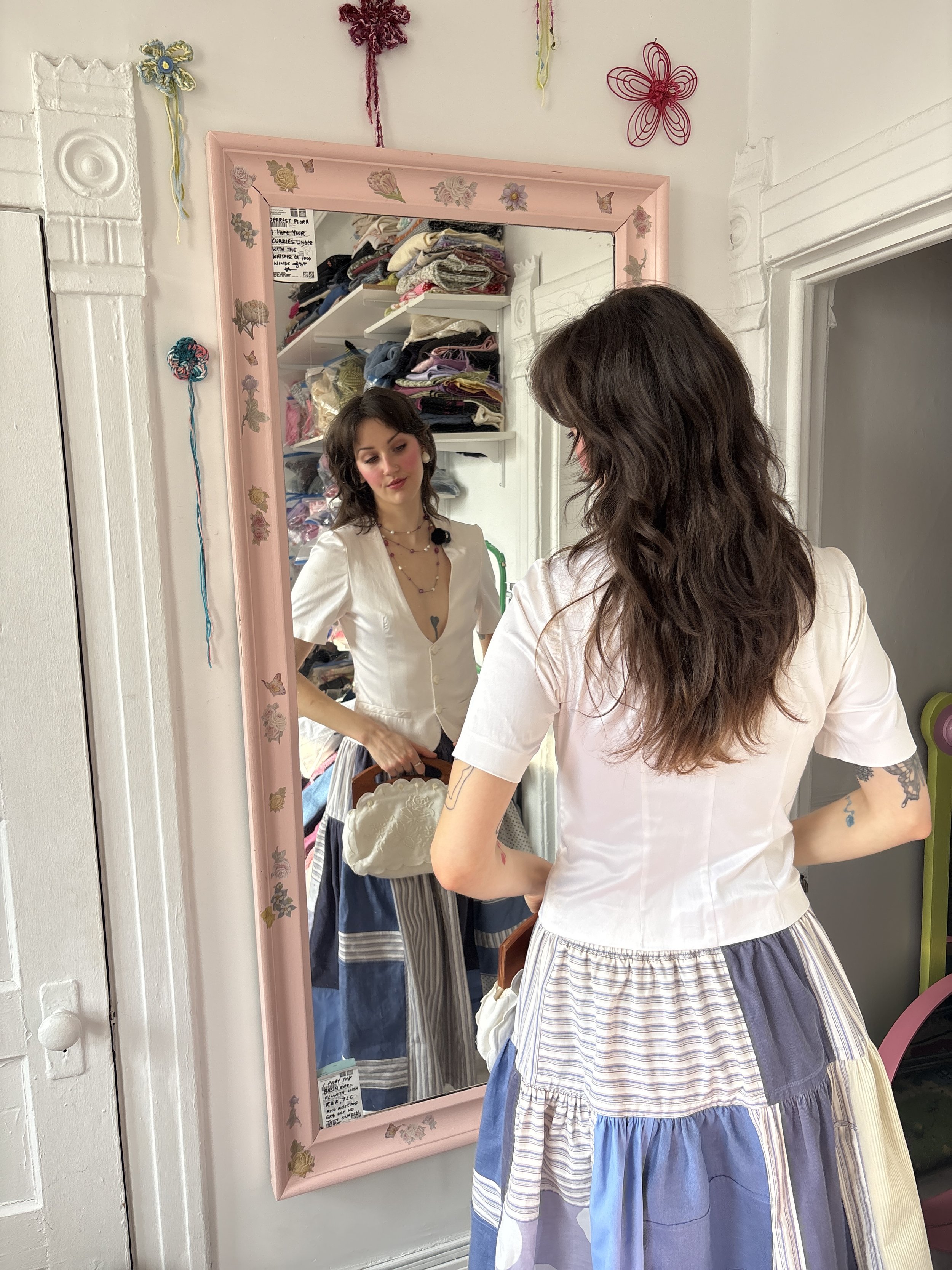 Button Down Shirt Skirt - Periwinkle - 32"
