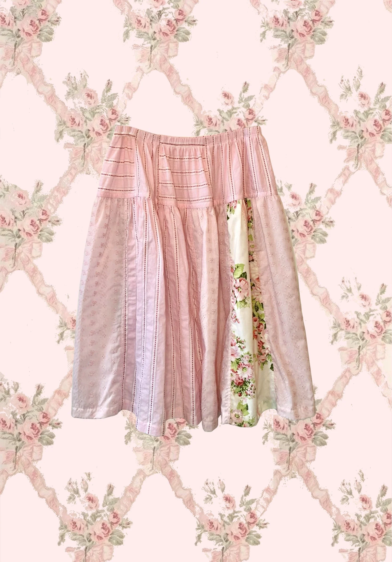 Patchwork Gathered Skirt