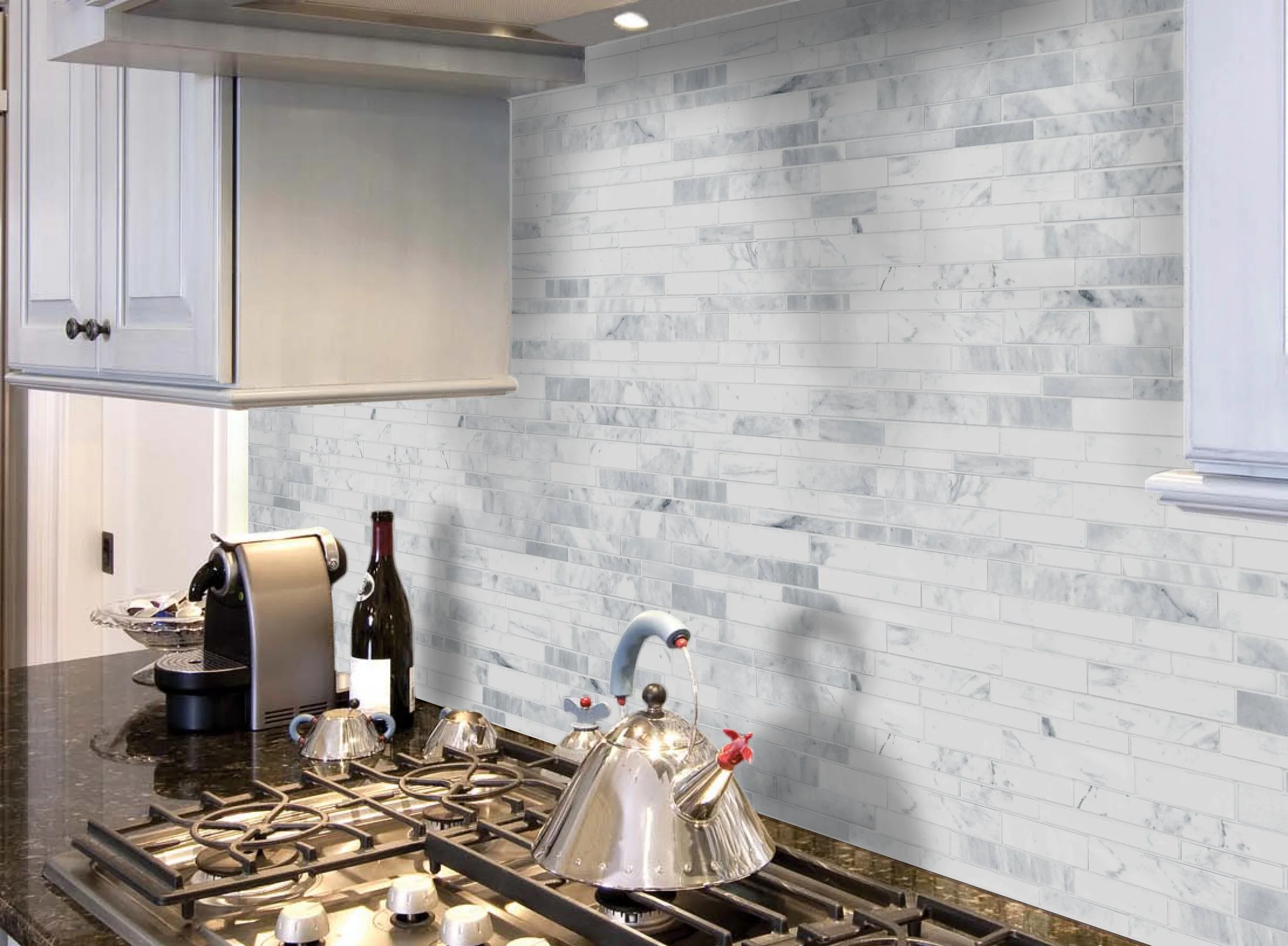 Carrara Marble Random Strip Mosaic