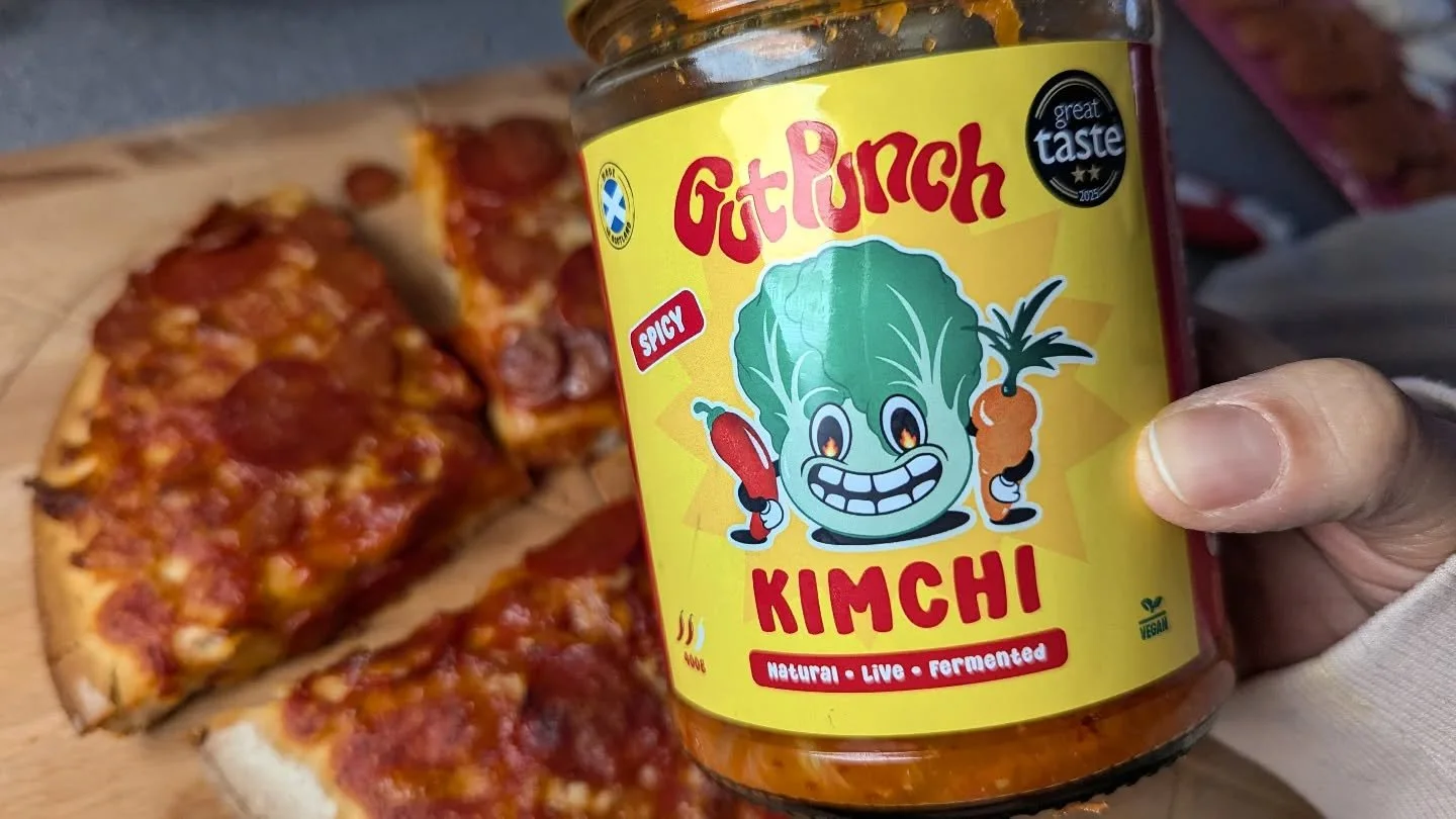Is there anything better than a Sunday night Pizza? Well, maybe one topped with a generous scoop of our Spicy Kimchi!!! 

Are you getting creative at home with our Kimchi? 

Proudly Made in Scotland 🏴󠁧󠁢󠁳󠁣󠁴󠁿