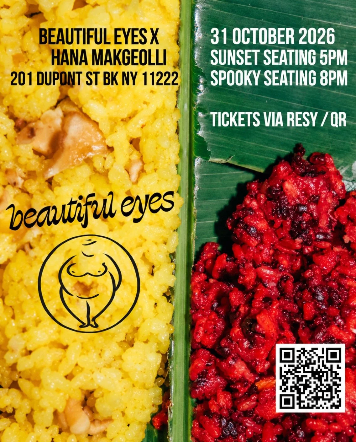 This Halloween, we&rsquo;re welcoming Beautiful Eyes to the Hana Makgeolli tasting room for their very first kamayan dinner, celebrating Filipino American Heritage Month and All Souls Day ❤️

Chef LJ Almendras and Miguel de Leon are bringing us a fiv