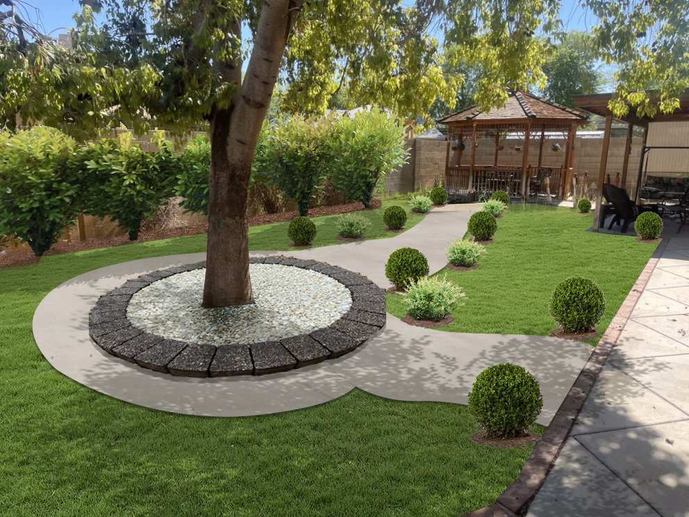 Back yard viewing right side of tree gazebo and patio.jpg