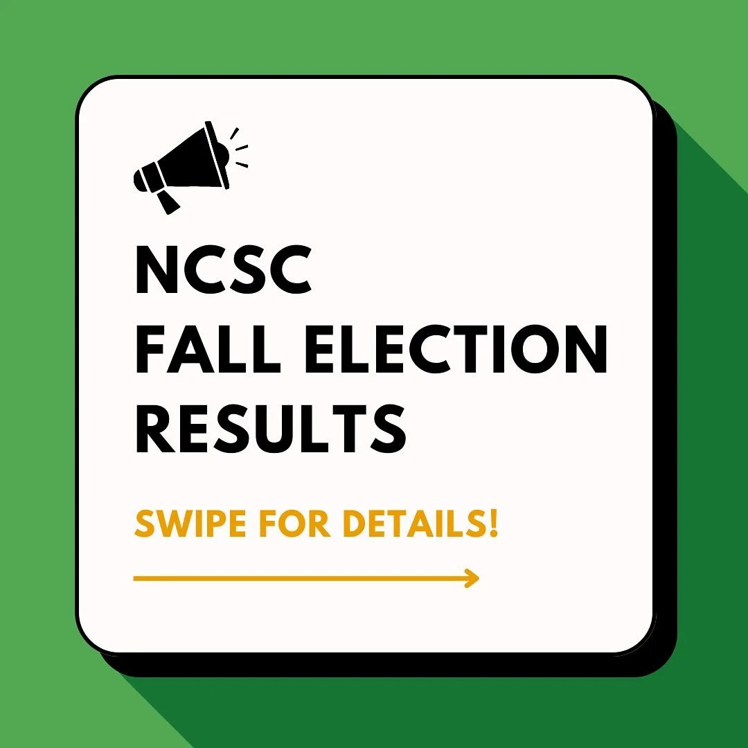 📣Hello New College! The NCSC would like to thank all of our candidates for a successful election cycle this year. 📣

We appreciate everyone&rsquo;s participation in this year&rsquo;s elections, and congratulations to our new members!