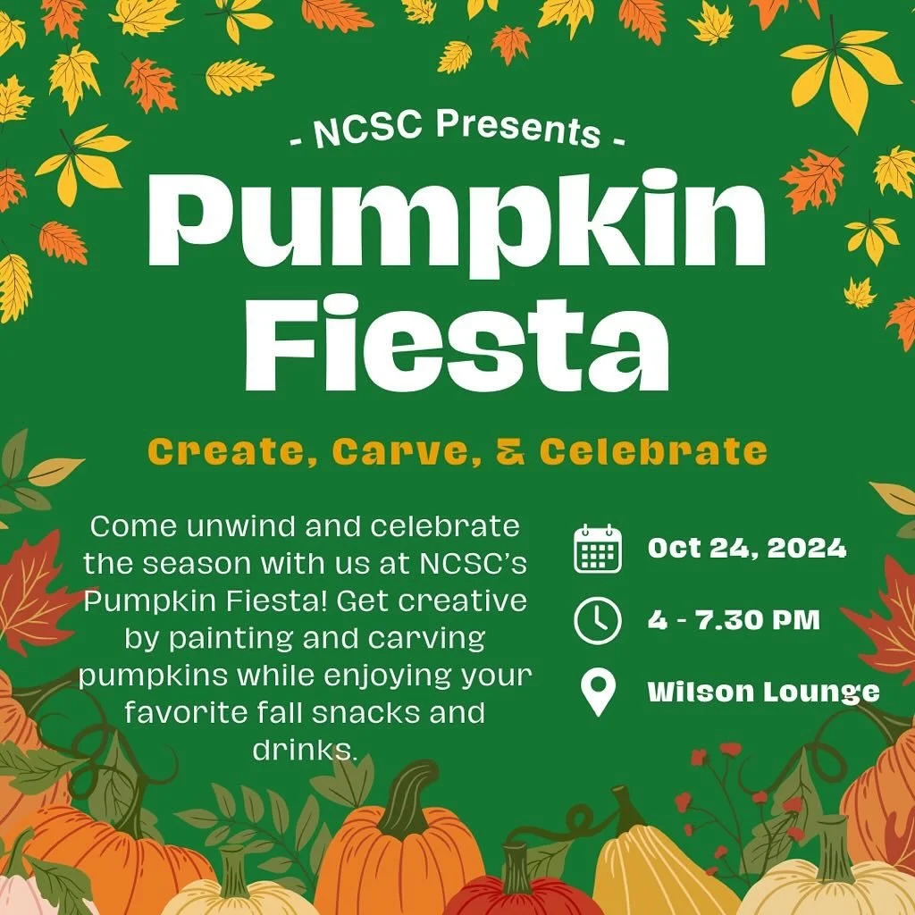 🎃✨ As reading week approaches, take a well-deserved break from midterms and join us at NCSC&rsquo;s Pumpkin Fiesta! 🍂 Whether you&rsquo;re looking to unwind and destress, this is the perfect event to get crafty and enjoy the cozy fall vibes.

Choos