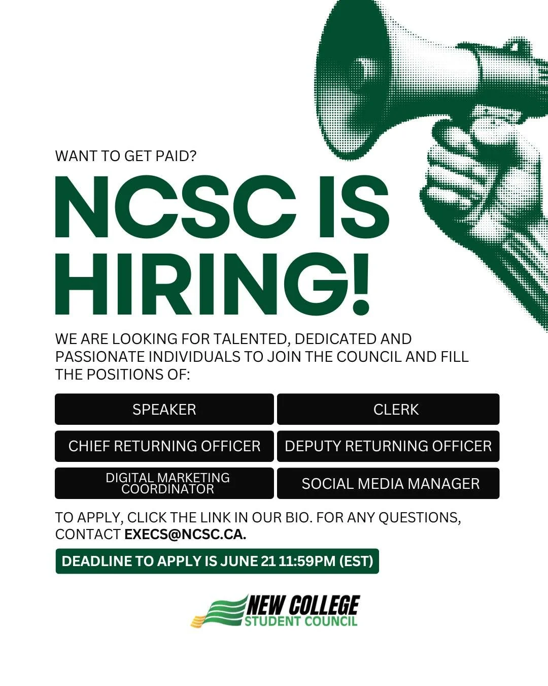 🚨 WE&rsquo;RE HIRING 🚨

NCSC paid positions applications are officially OPEN for the 2026&ndash;2027 academic year 🎉

We&rsquo;re looking for awesome people to join our team in 6 paid positions 👀💼

✨ Application form is in the linktree in our bi