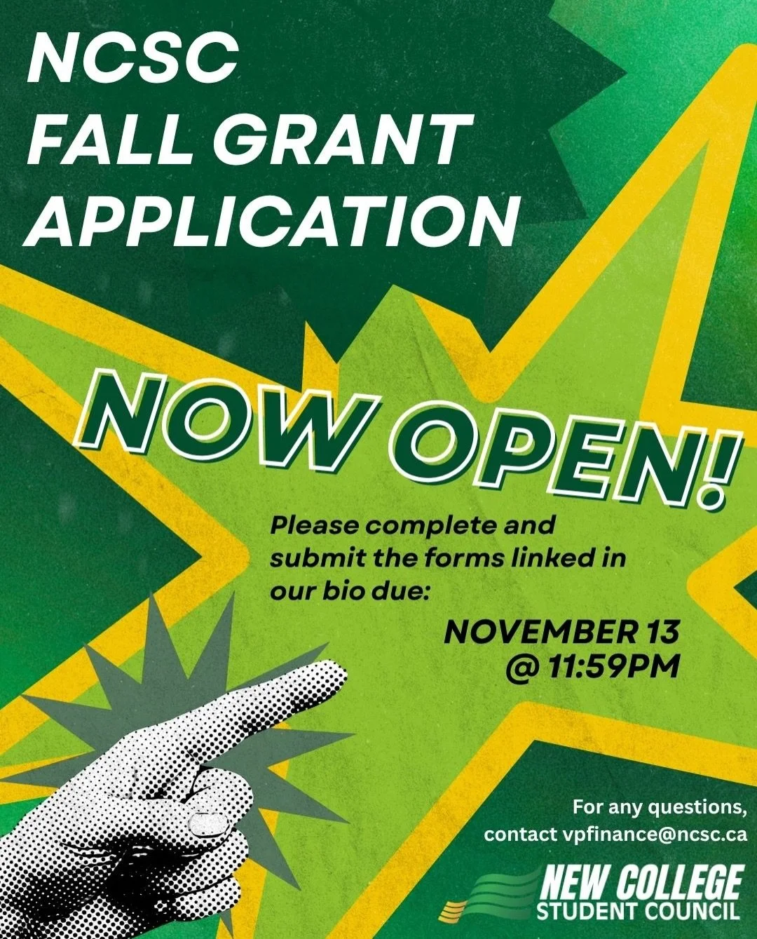 Have an amazing event idea in mind? 👀 We got you with funding😆 💸

🚨NCSC Fall Grant Application is open now!

Stop gatekeeping your potential. NCSC is here to help creative initiatives bring ideas into reality! Whether you&rsquo;re planning a camp