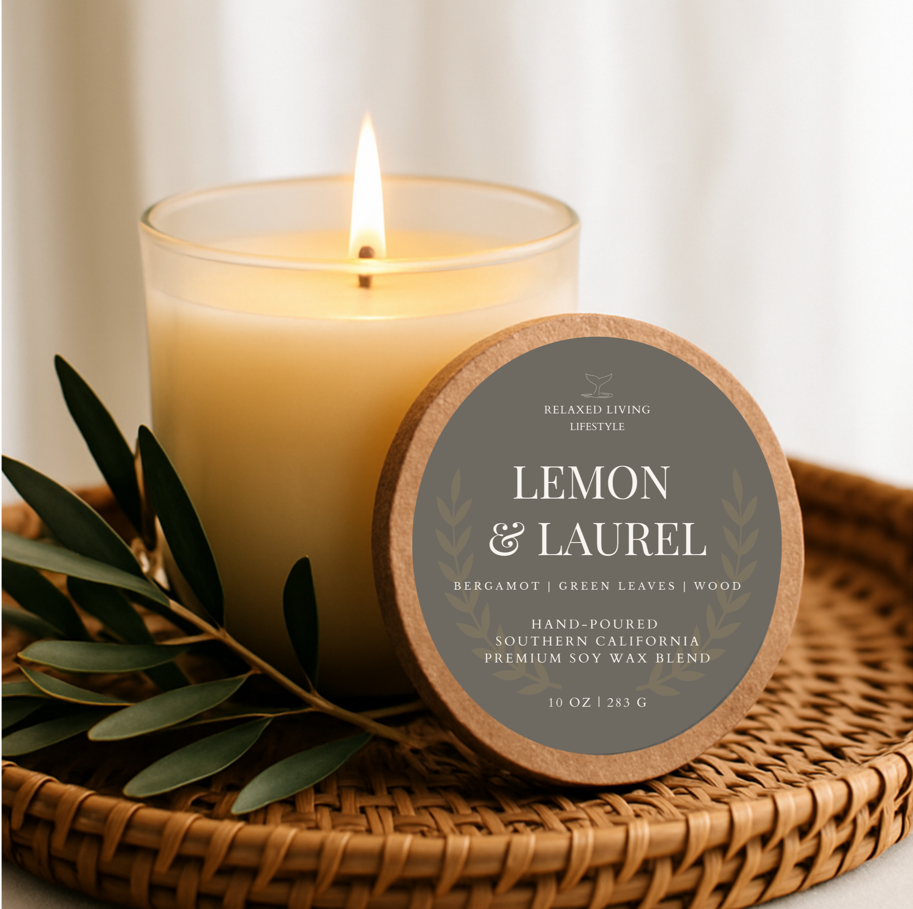 Lemon & Laurel Candle -10 oz Champagne Glass Candle