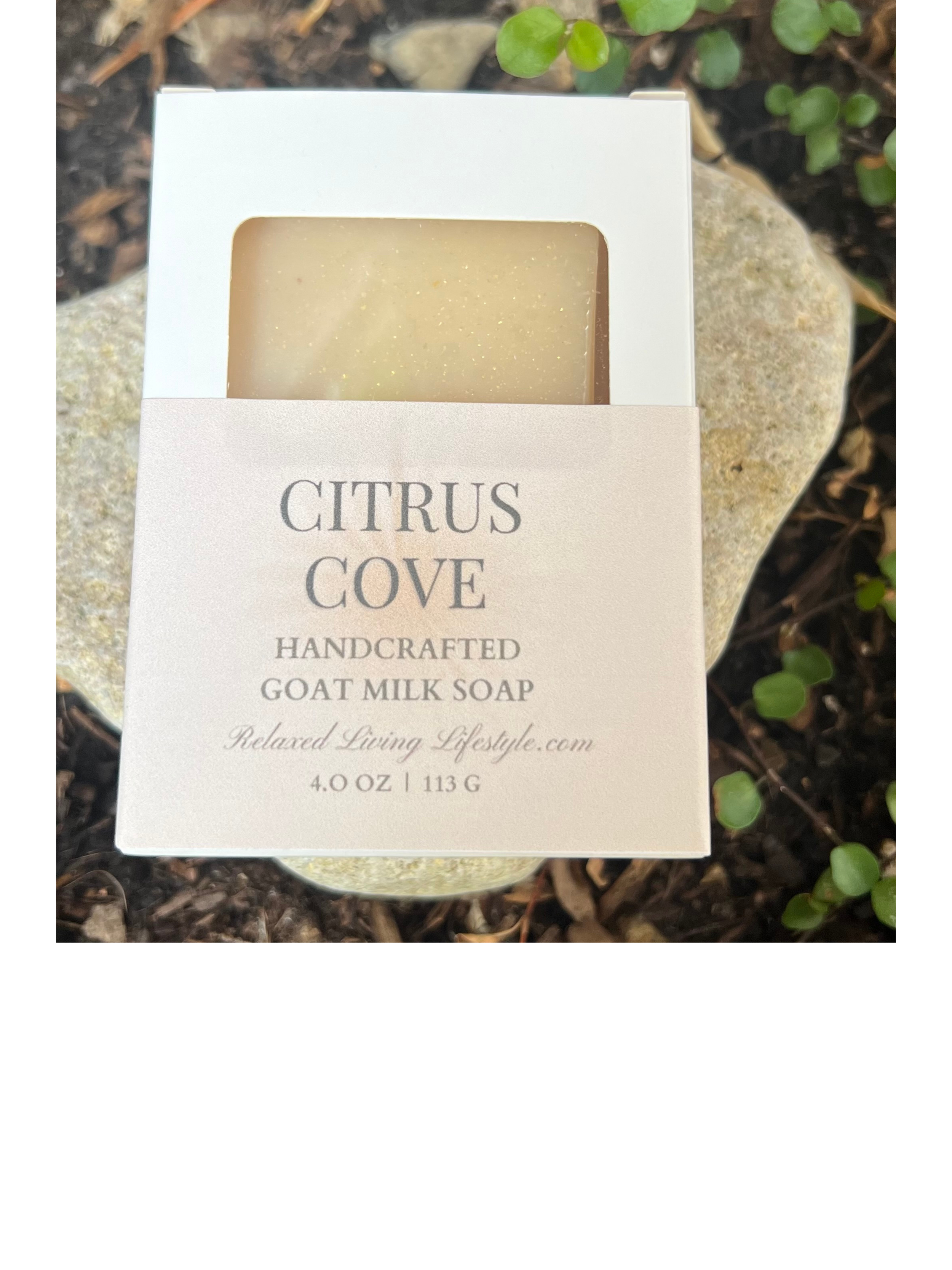4 oz Citrus Cove soap with madarin, lemon, pineapple, and vanilla, nourishing.