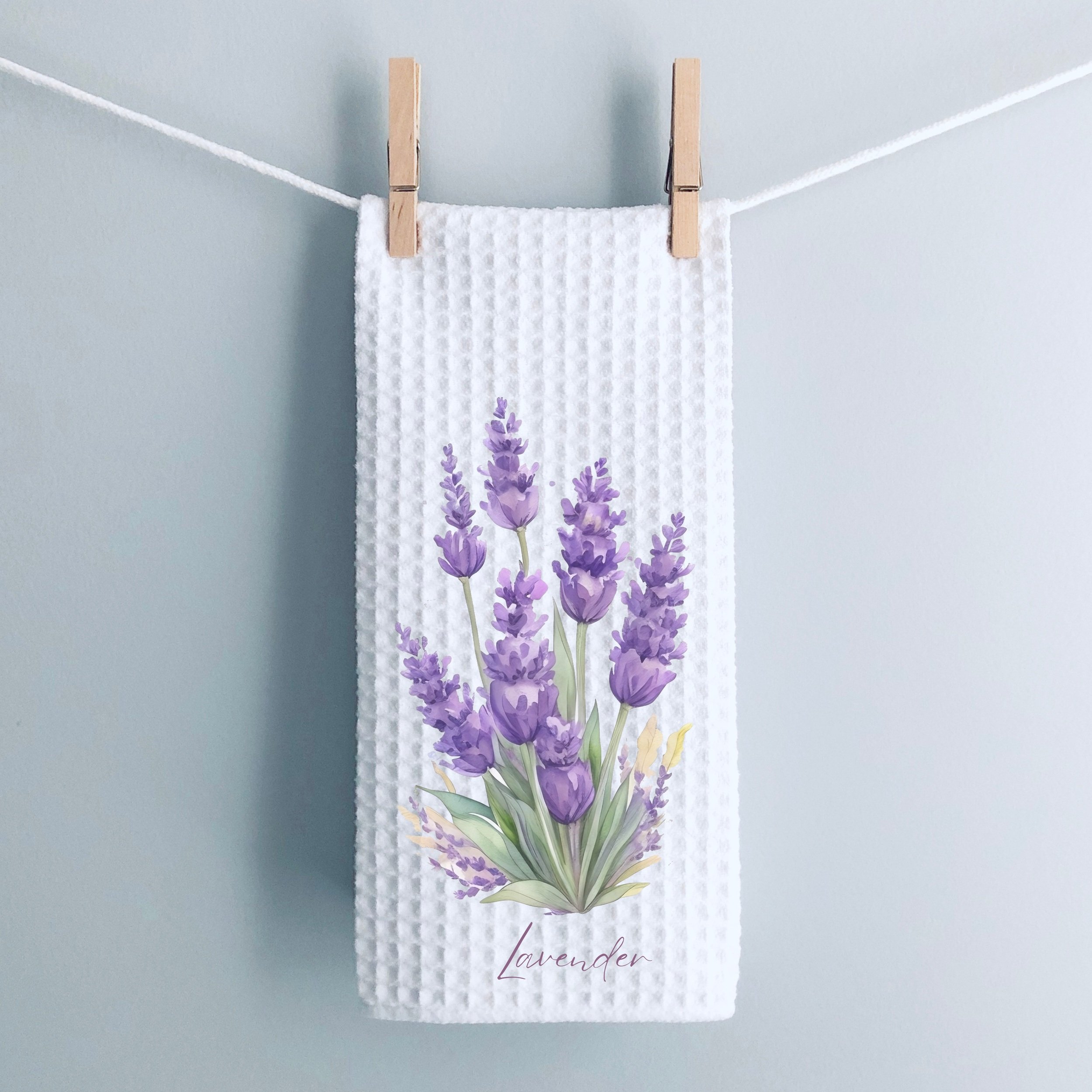 Lavender botanical-Waffle weave tea towel