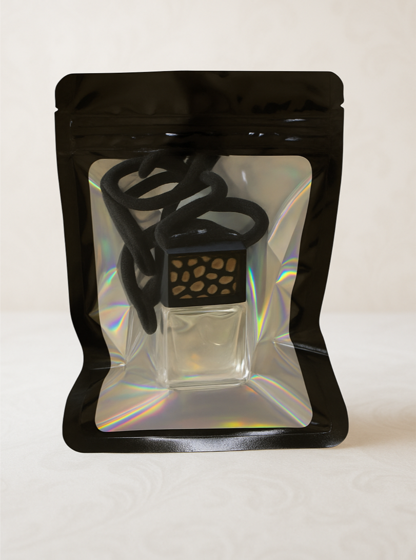 Free Spirit car diffuser in gift-ready packaging-refillable glass bottle with tag, perfect for gifting and travel scenting