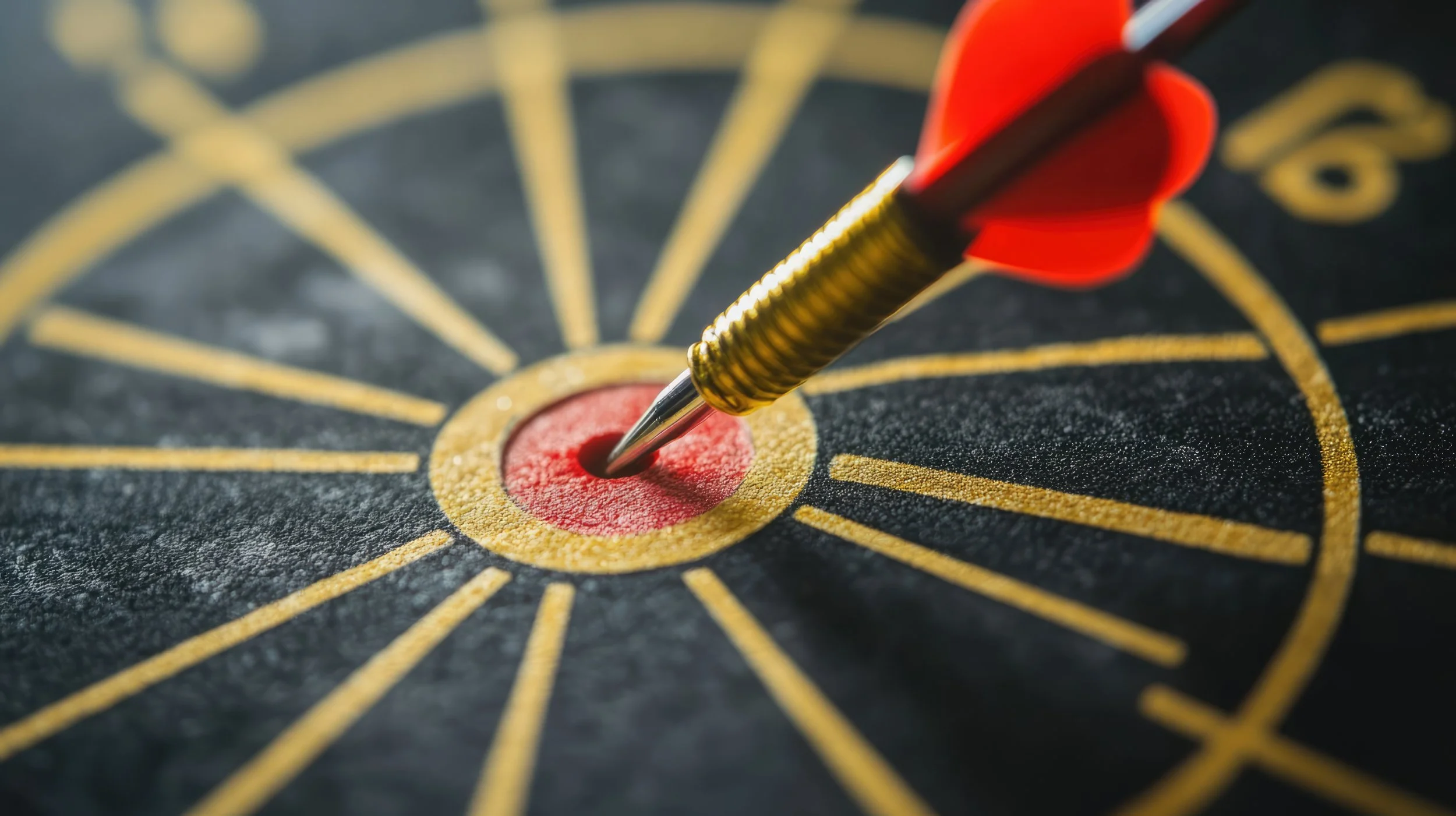 Close-up of a dart hitting the bullseye on a dartboard. Image represents our passion for developing strategic HR solutions with mission-driven and values-driven organizations.