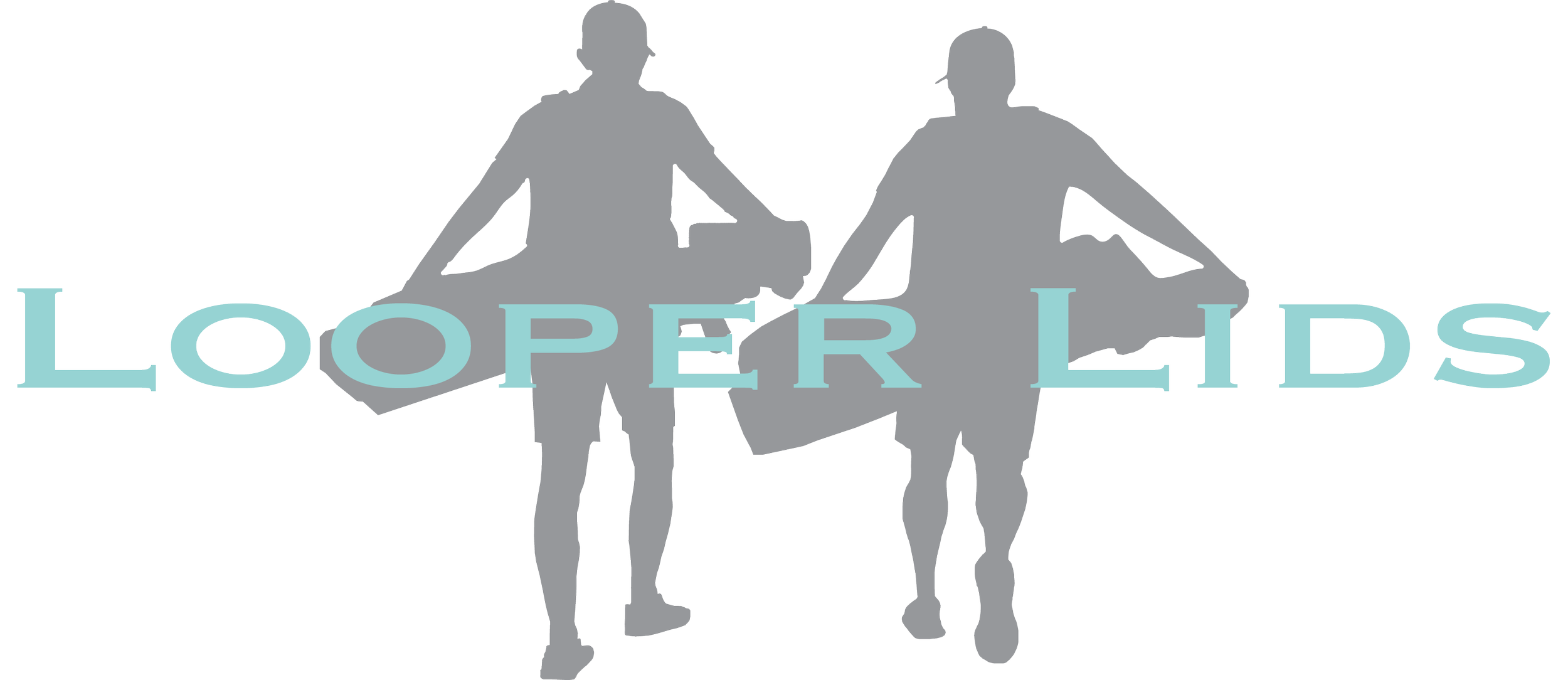 Silhouettes of two runners holding hands with the words "Looper Lids" overlayed.