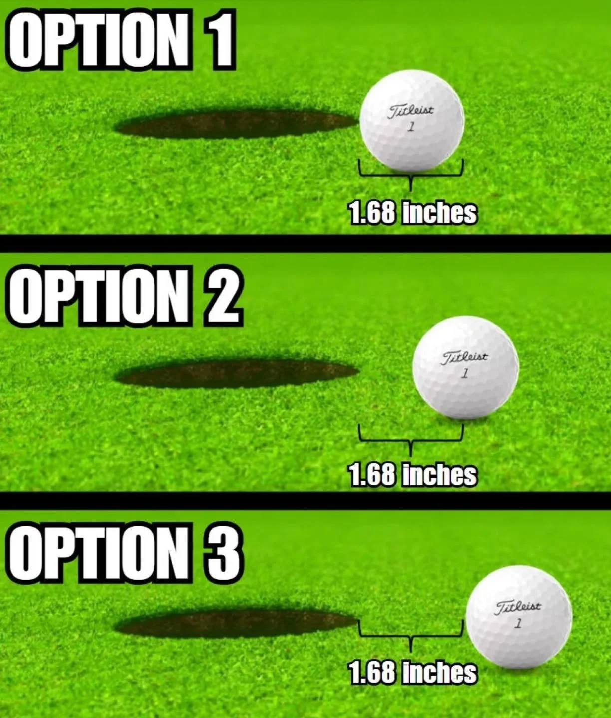 Seeing way too many of these posts lately and way too many wrong answers. WILD.

If you&rsquo;re trying to figure out what &ldquo;one ball right&rdquo; means, the key is simple:

Measure from the center of the ball. Always.

Starting from inside the 