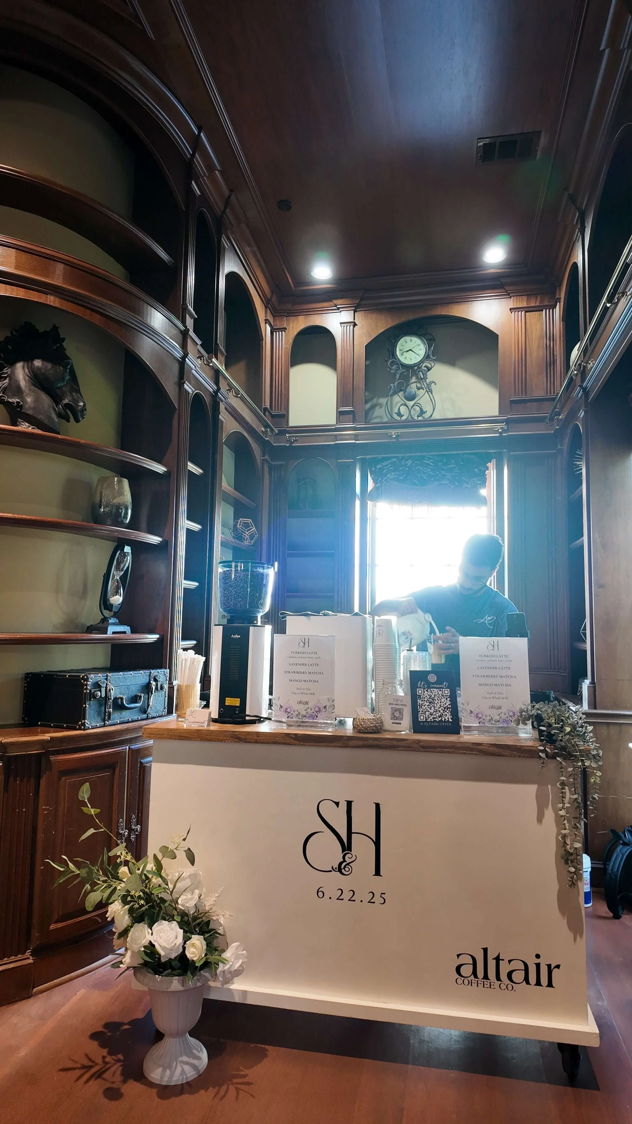 Custom Branded Coffee Cart at a Wedding Event in Houston, Texs