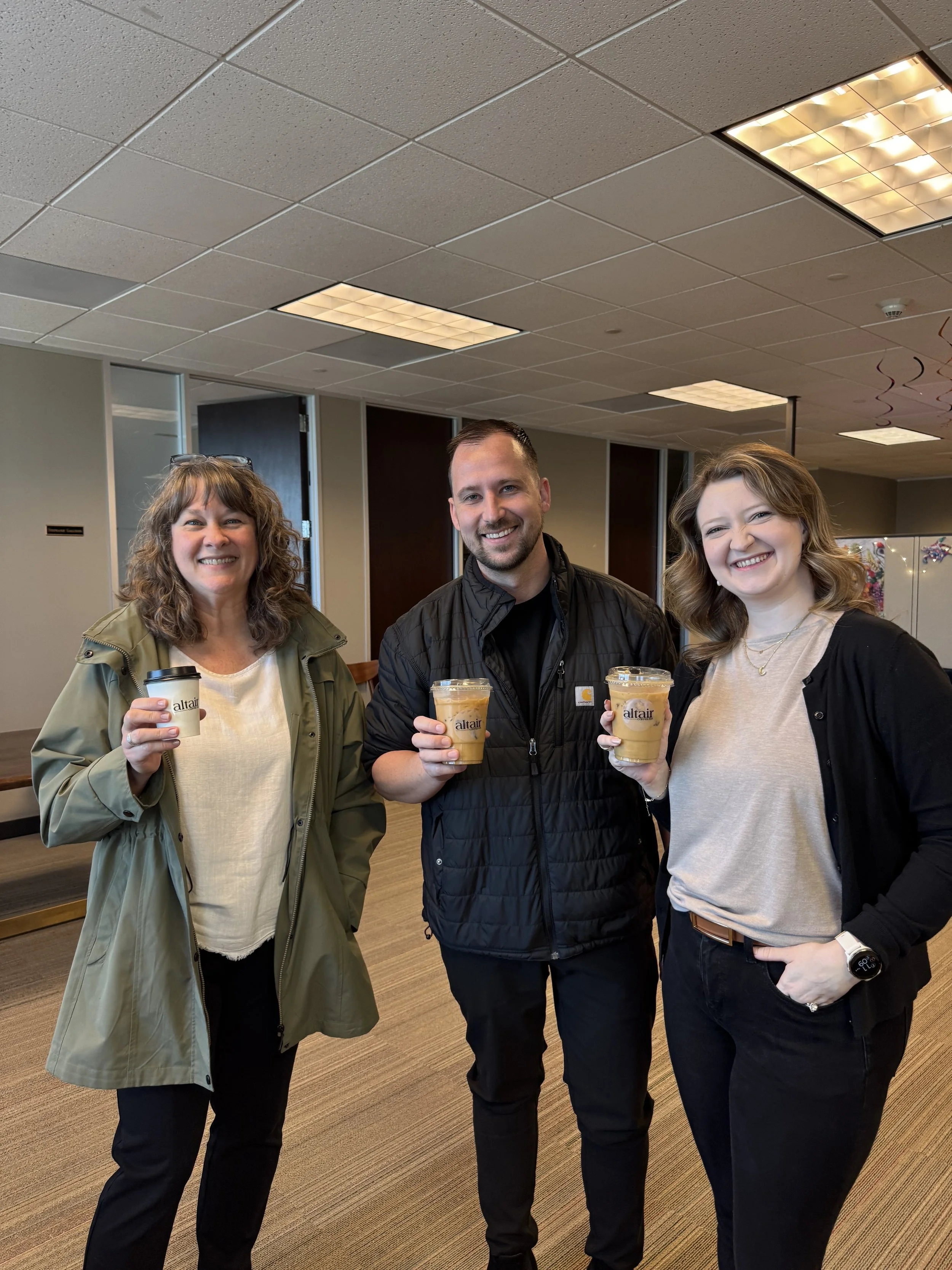 Employee Event with Mobile Coffee Cart in Office, Coffee Bar Catering, Austin Coffee Cart Catering, Mobile Espresso Bar, Corporate Event Catering in Austin, TX