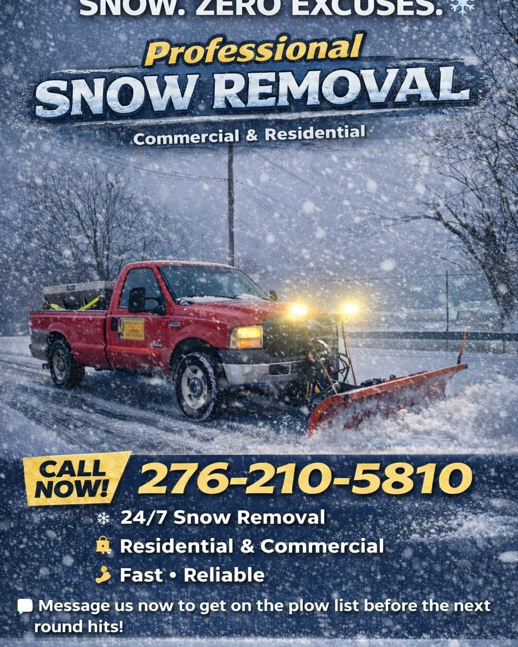 ❄️ BRUTAL COLD. HEAVY SNOW. ZERO EXCUSES. ❄️
When winter hits hard, we hit back harder.
Our trucks don&rsquo;t stop just because the temperatures drop &mdash; we keep plowing so you stay safe, open, and moving.
🥶 Sub-zero temps
❄️ Blowing snow
🚨 Ic